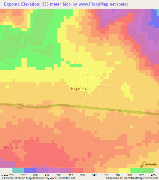 Ekpoma,Nigeria Elevation Map