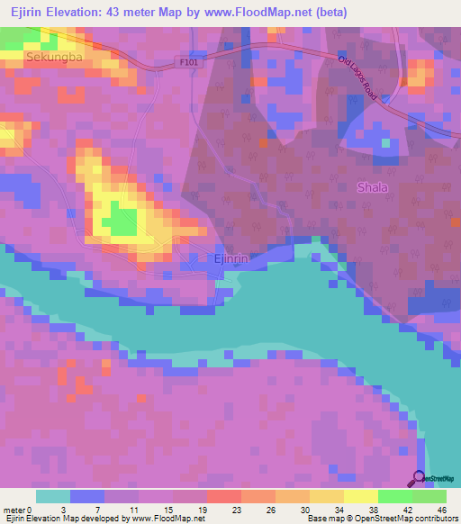 Ejirin,Nigeria Elevation Map