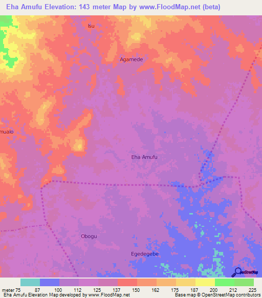 Eha Amufu,Nigeria Elevation Map