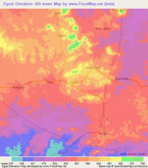 Egosi,Nigeria Elevation Map