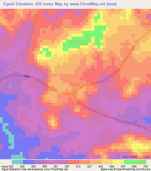 Egosi,Nigeria Elevation Map