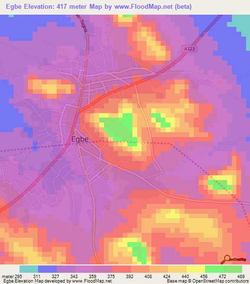 Egbe,Nigeria Elevation Map