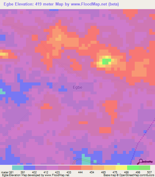 Egbe,Nigeria Elevation Map