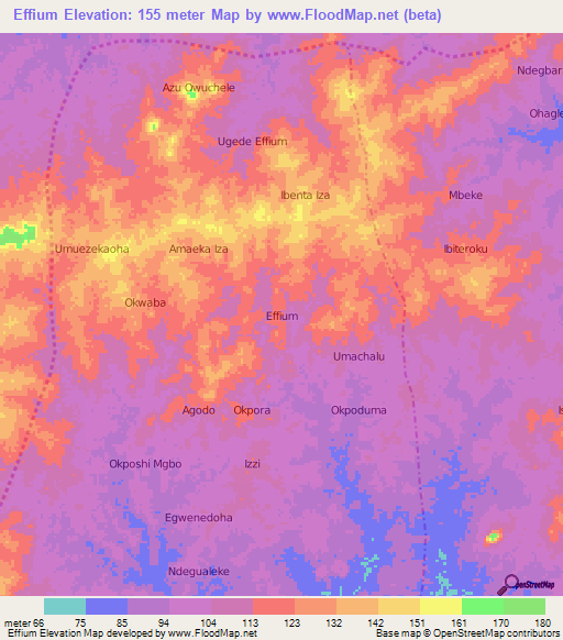 Effium,Nigeria Elevation Map