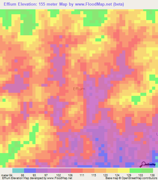 Effium,Nigeria Elevation Map