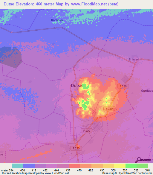 Dutse,Nigeria Elevation Map