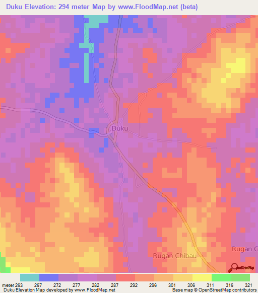 Duku,Nigeria Elevation Map