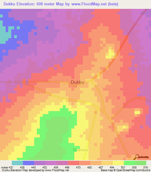 Dukku,Nigeria Elevation Map