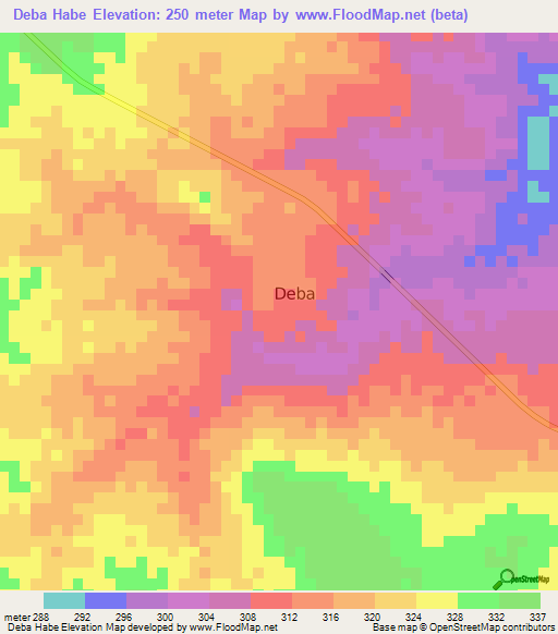 Deba Habe,Nigeria Elevation Map