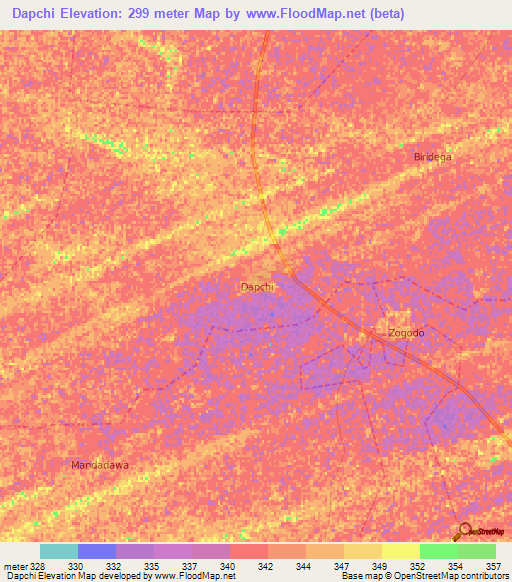 Dapchi,Nigeria Elevation Map