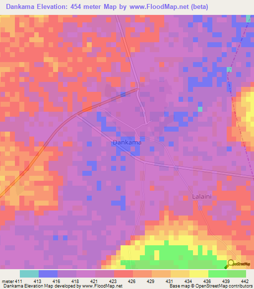 Dankama,Nigeria Elevation Map