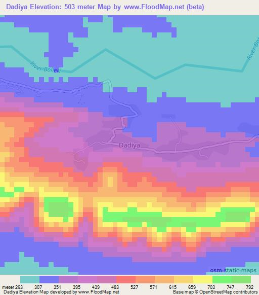 Dadiya,Nigeria Elevation Map