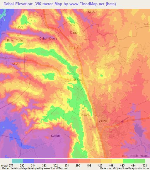 Dabai,Nigeria Elevation Map