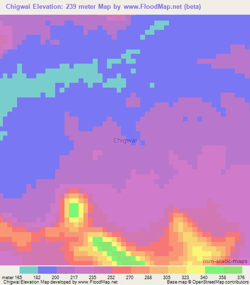 Chigwai,Nigeria Elevation Map