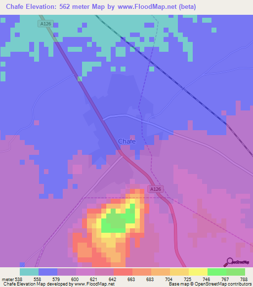 Chafe,Nigeria Elevation Map