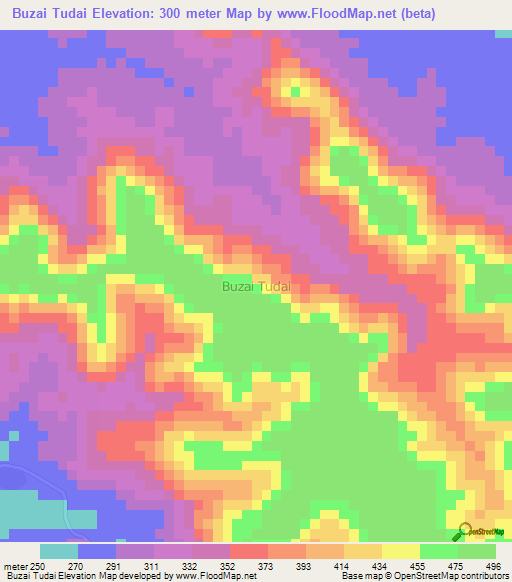 Buzai Tudai,Nigeria Elevation Map