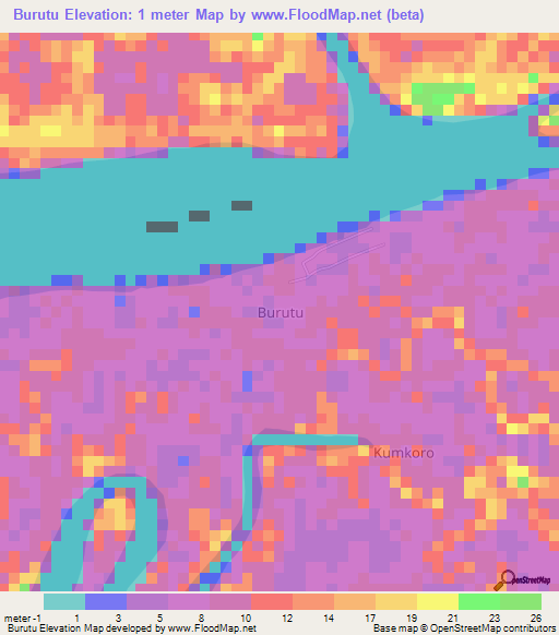 Burutu,Nigeria Elevation Map