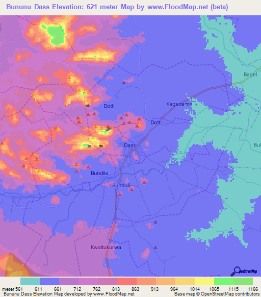 Bununu Dass,Nigeria Elevation Map