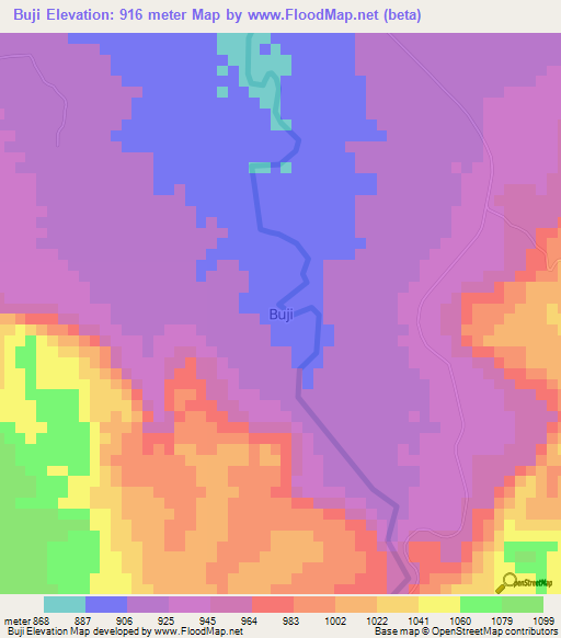 Buji,Nigeria Elevation Map