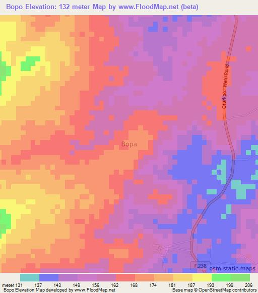 Bopo,Nigeria Elevation Map