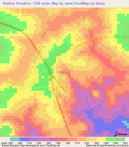 Bokkos,Nigeria Elevation Map