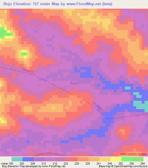 Boju,Nigeria Elevation Map