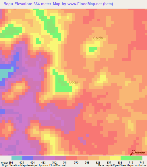 Bogu,Nigeria Elevation Map