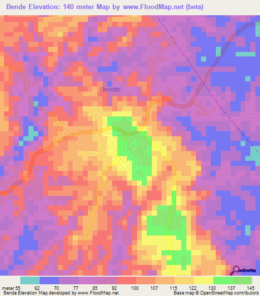 Bende,Nigeria Elevation Map