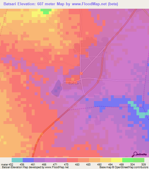 Batsari,Nigeria Elevation Map