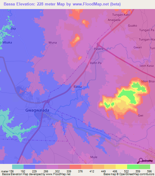 Bassa,Nigeria Elevation Map