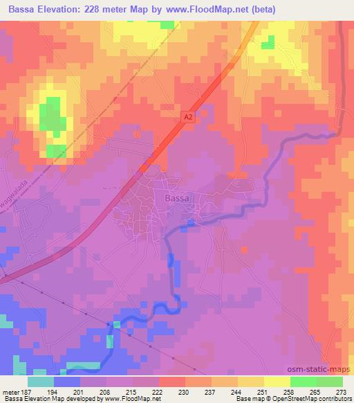 Bassa,Nigeria Elevation Map