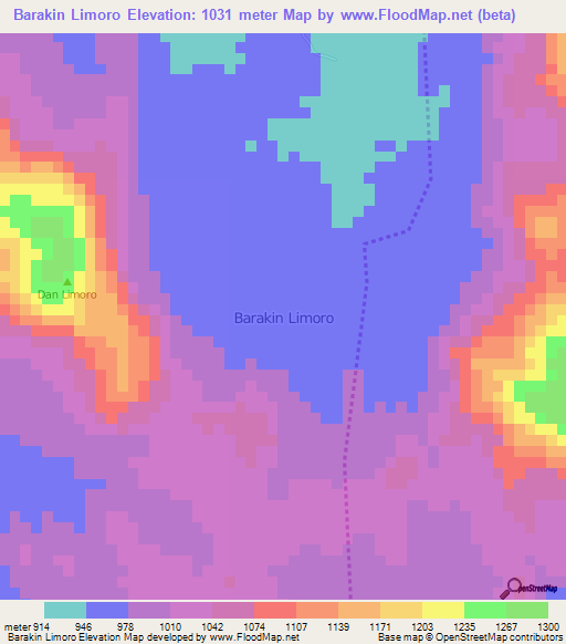 Barakin Limoro,Nigeria Elevation Map