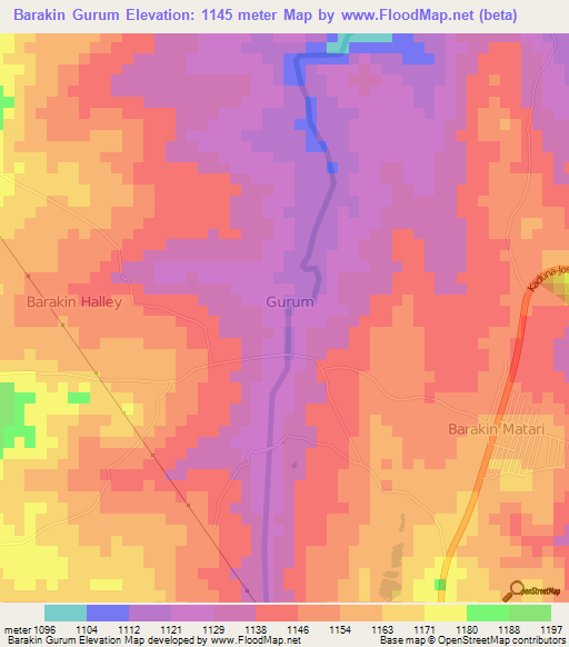 Barakin Gurum,Nigeria Elevation Map