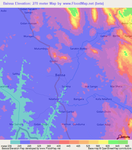 Baissa,Nigeria Elevation Map