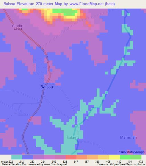 Baissa,Nigeria Elevation Map