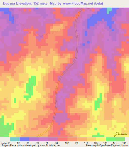 Bugana,Nigeria Elevation Map