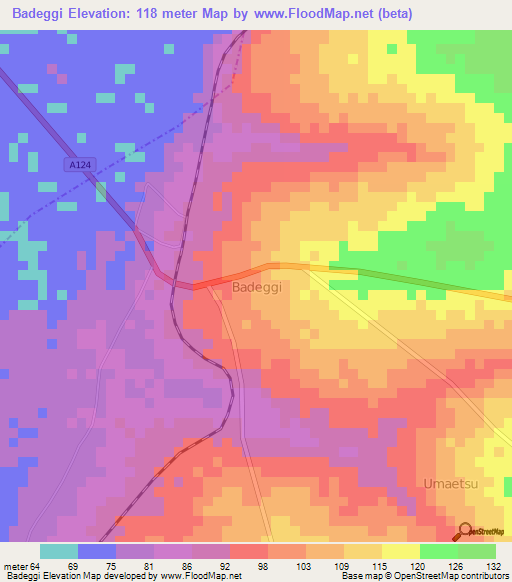 Badeggi,Nigeria Elevation Map