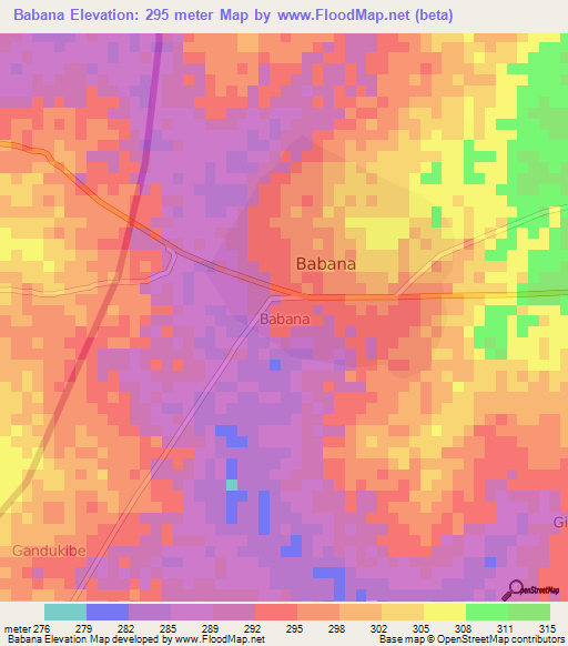 Babana,Nigeria Elevation Map