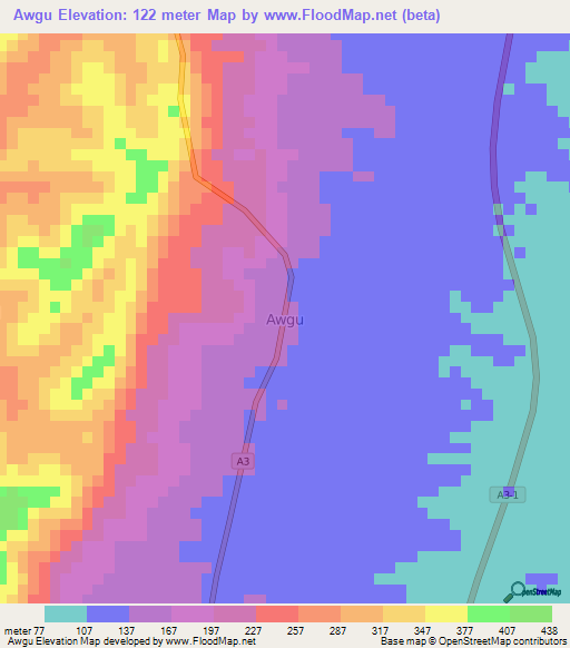 Awgu,Nigeria Elevation Map