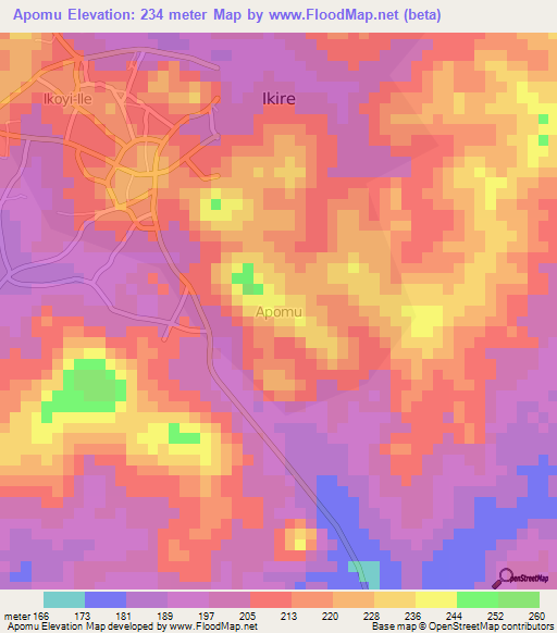 Apomu,Nigeria Elevation Map