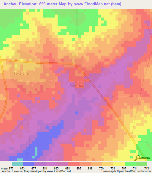 Anchau,Nigeria Elevation Map