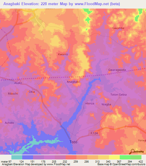 Anagbaki,Nigeria Elevation Map