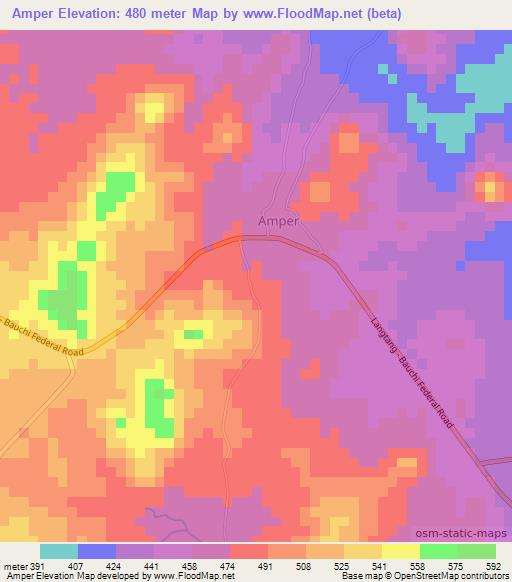 Amper,Nigeria Elevation Map