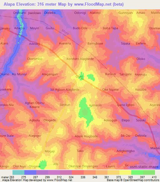 Alapa,Nigeria Elevation Map