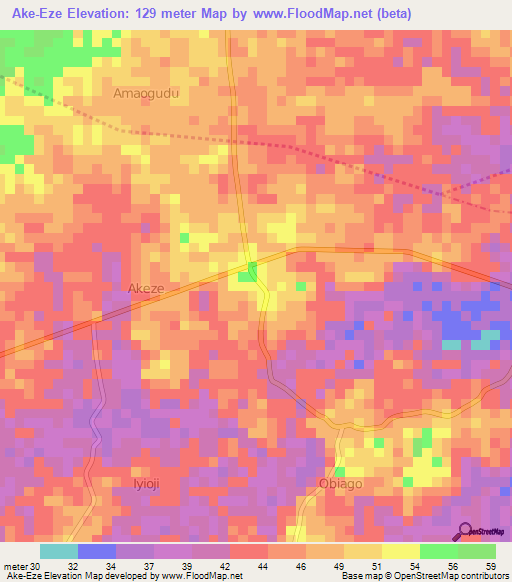 Ake-Eze,Nigeria Elevation Map