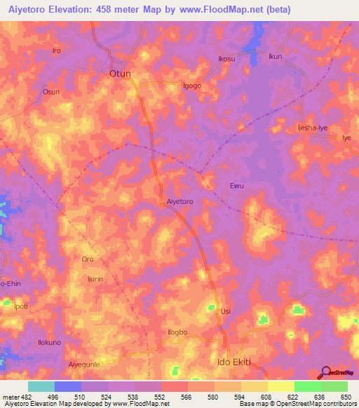 Aiyetoro,Nigeria Elevation Map