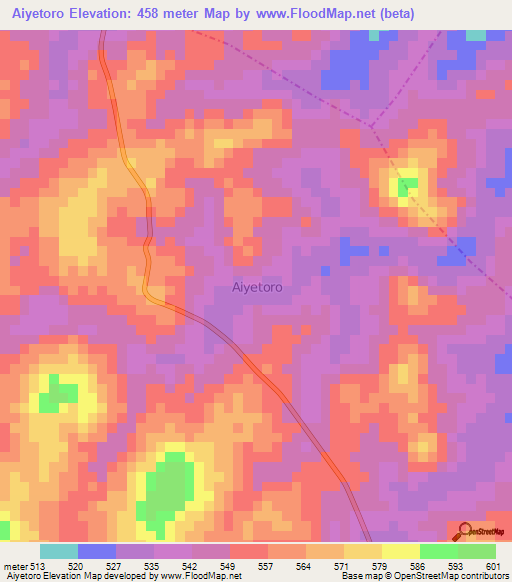 Aiyetoro,Nigeria Elevation Map