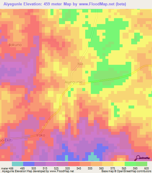 Aiyegunle,Nigeria Elevation Map