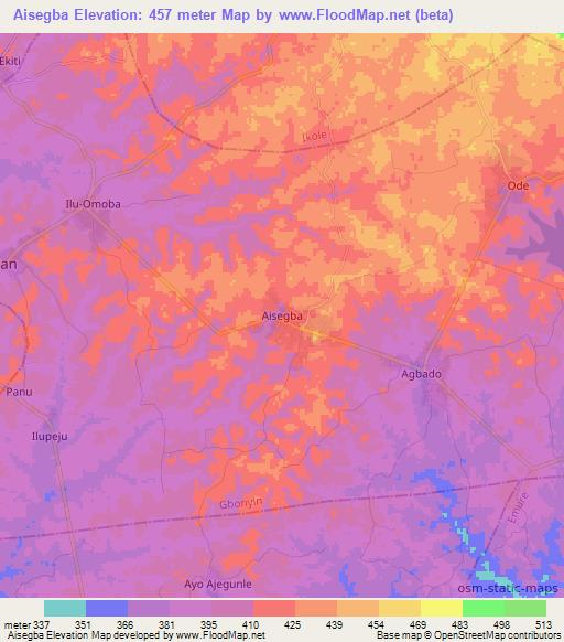 Aisegba,Nigeria Elevation Map