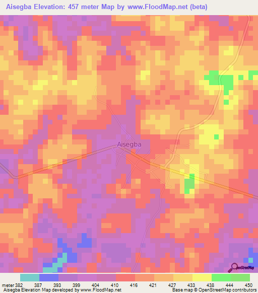 Aisegba,Nigeria Elevation Map